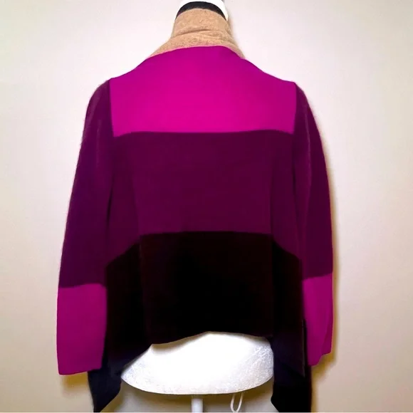 Charter Club Cashmere Luxury Petite Beige Fuchsia Burgundy Bat Wing Cardigan - Picture 3 of 9
